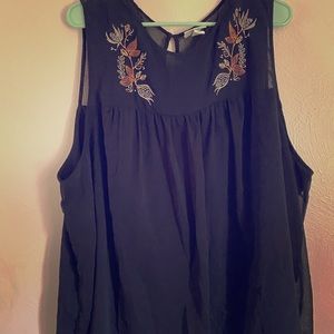 Mesh Lined Tank Top Blouse